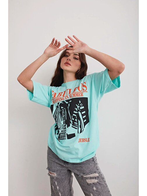 Unisex  Fabulous Baskılı Oversize T-shirt