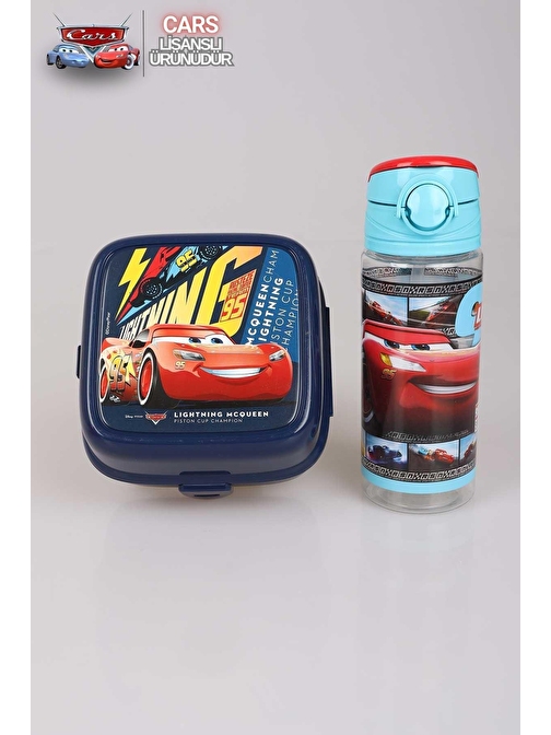 LİSANSLI CARS TRITAN MATARA 500 ML VE 2 KATLI BESLENME KABI/LUNCH BOX SETİ