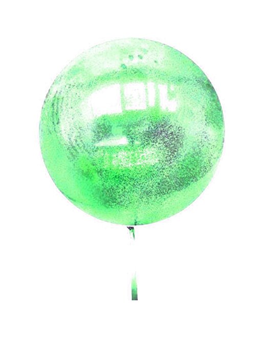 Yeşil Simli Yuvarlak Şeffaf Balon 24 İnç (3877)
