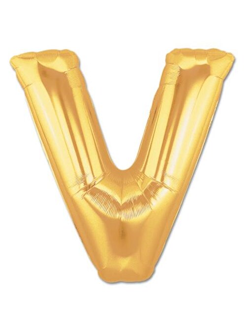 V Harf Folyo Balon Altın Renk  40 inç (3877)