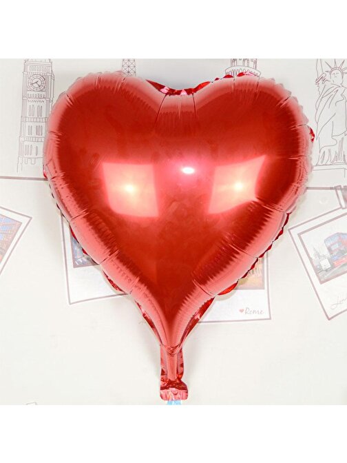 Kalp Uçan Balon Folyo Kırmızı 80 cm 32 inç (3877)