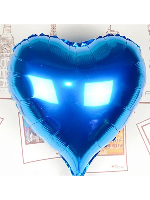 Kalp Uçan Balon Folyo Mavi 80 cm 32 inç (3877)