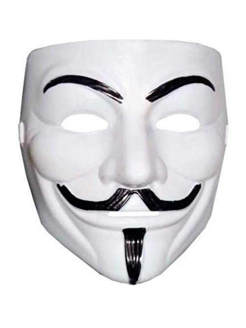 Beyaz Renk V For Vendetta Maskesi Yerli Üretim (3877)