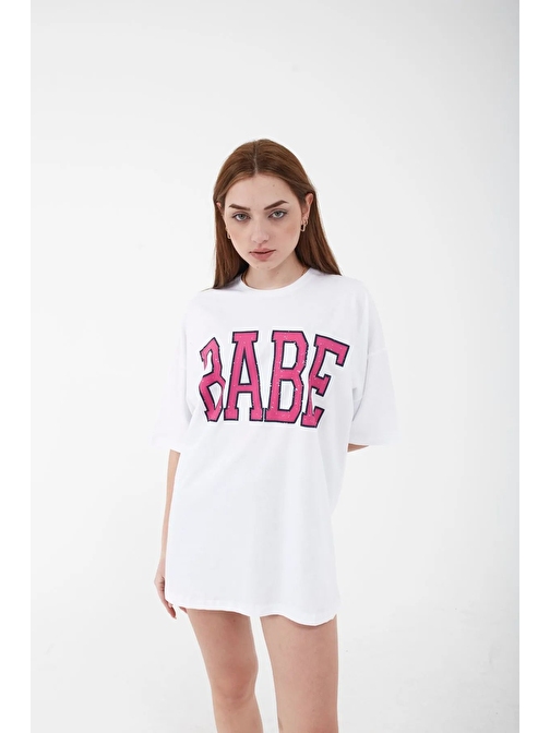 Unisex Oversize Babe Baskılı Salaş Kesim T-shirt