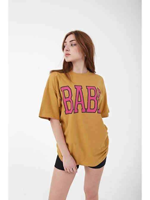 Unisex Oversize Babe Baskılı Salaş Kesim T-shirt