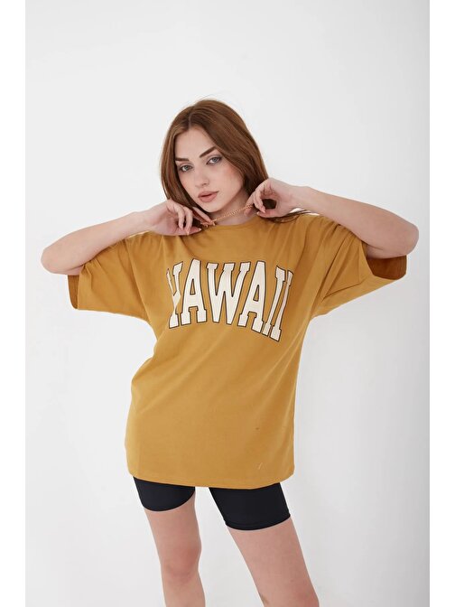 Unisex Oversize Hawaii Baskılı  T-shirt