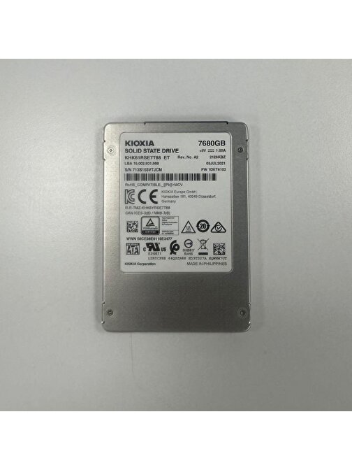 Kioxia 7.68 TB 2.5" 550-530 MB-s DWPD:1 SERVER SSD