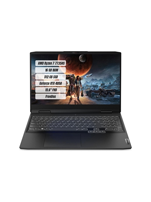 Lenovo Ideapad Gaming 3 AMD Ryzen 7 7735HS 16GB 512GB SSD RTX4050 Freedos 15.6" FHD Taşınabilir Bilgisayar 82SB00P4TR