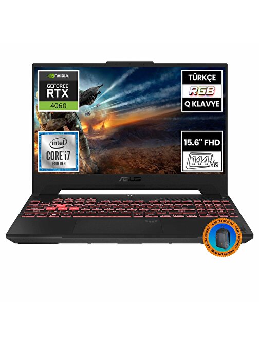 Asus TUF Gaming F15 FX507VV-LP243A9 i7-13620H 64GB 512SSD+1TBSSD RTX4060 15.6" FullHD FreeDOS Taşınabilir Bilgisayar-CNT010