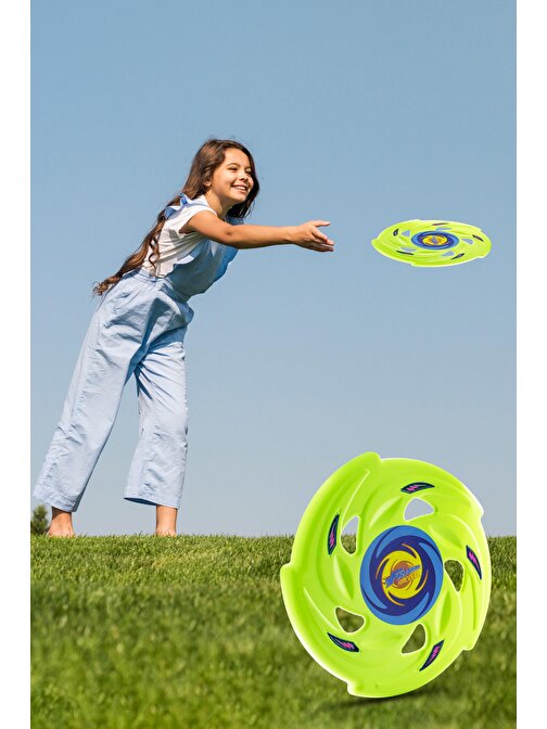 Frisbee Frizbi Fırlatma Diski Disk Atma Oyunu Çocuk Yetişkin Plaj Bahçe Oyuncak 24 cm Neon
