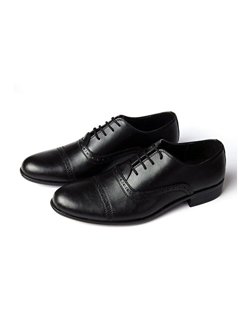 Tomıross Erkek Siyah Cilt Klasik Damatlık ve Günlük Ayakkabı 573-2