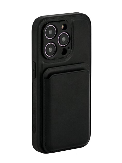 İphone 11 Pro Max Kartlıklı Magsafe Kılıf Kapak Koruma Siyah