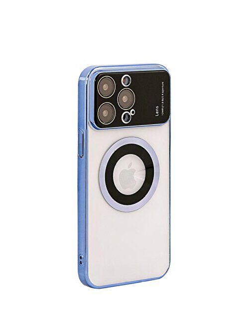 İphone 14 Pro Max Mika Kamera Korumalı Magsafe Telefon Kılıfı Mavi