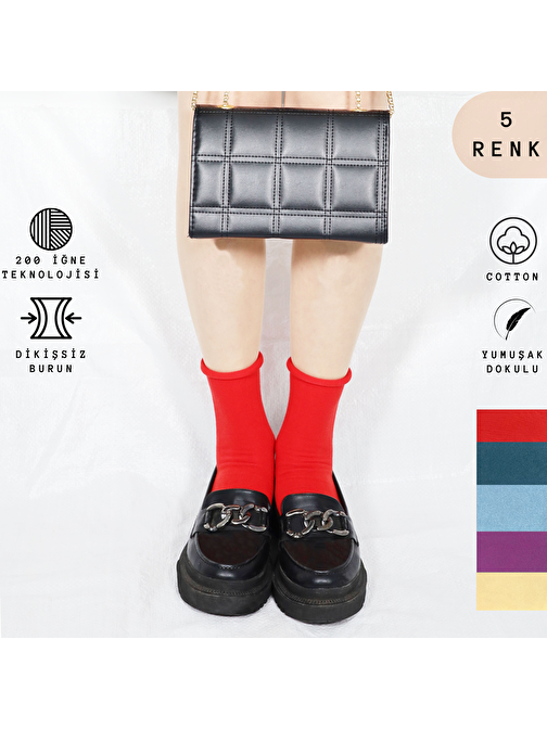 Coton Dikişsiz Lastiksiz Roll-top Yazlık Sıkmayan 5 'li Paket Uzun Kadın Çorap Seti