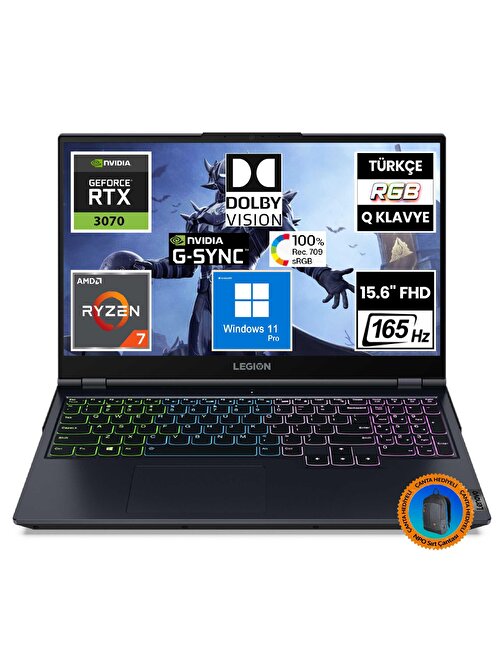 Lenovo Legion 5 82JU00EATX10 Ryzen7 5800H 32GB 1TBSSD+1TBSSD RTX3070 15.6" FullHD W11P Taşınabilir Bilgisayar-CNT011