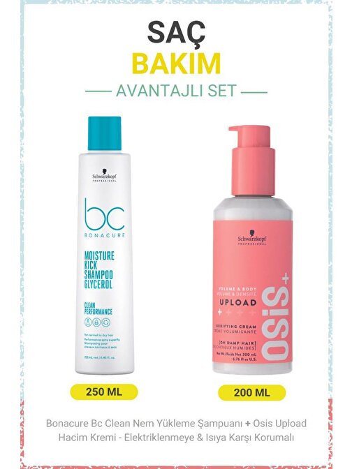 Bc Clean Nem Yükleme Şampuanı 250ml + Osis Upload Hacim Kremi 200ml