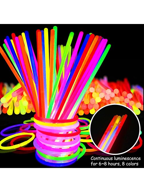 himarry Karanlıkta Yanan Parlayan Fosforlu Glow Stick Çubuk Bileklik 50 Adet