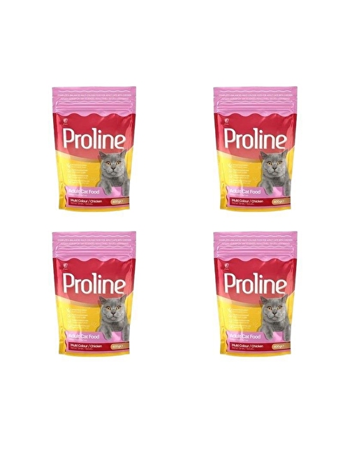 Pro Line Renkli Taneli Tavuklu Yetişkin Kedi Maması 400 Gr X 4 Adet