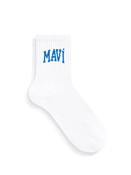 Mavi - Mavi Baskılı Beyaz Çorap 1912024-20454