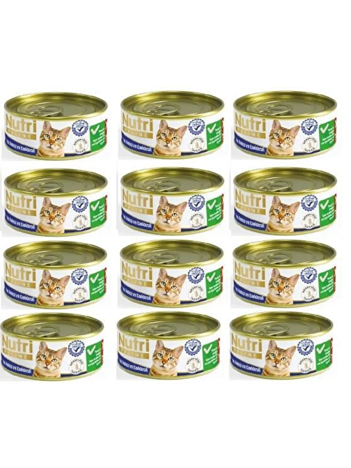 Nutri Feline Ton Balıklı Ve Karidesli Tahılsız Yetişkin Kedi Konservesi 85gr 12 Adet