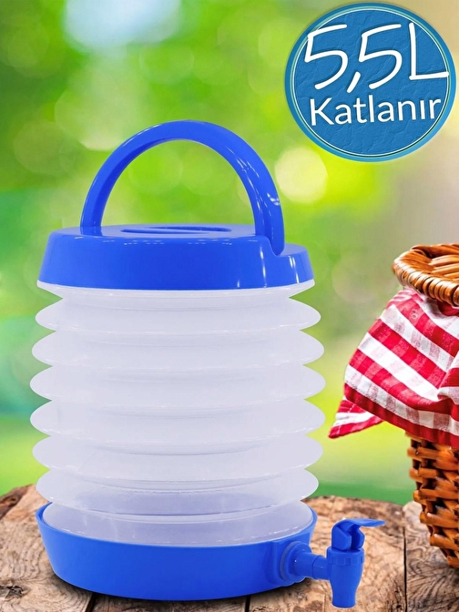 Musluklu Katlanır Su Bidonu Outdoor Akordiyon Kamp Su Kovası Çeşme Piknik Damacana Içecek Şişesi