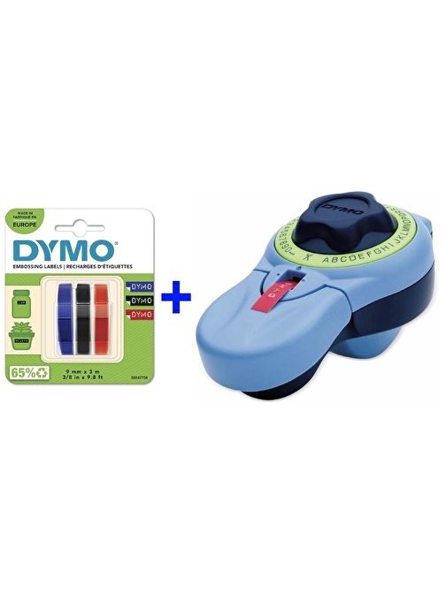 Dymo Junior Etiket Makinesi + Blisterli Yedek Şerit 9 mm x 3 m 3'lü