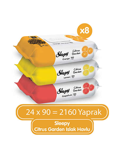 Sleepy Citrus Garden Islak Bebek Havlusu 24x90 (2160 Yaprak)