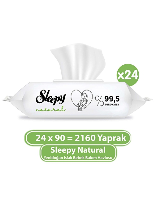 Sleepy Natural Yenidoğan Islak Bebek Bakım Havlusu 24x90 (2160 Yaprak)