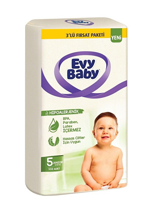 Evy Baby Bebek Bezi 3'lü Fırsat Paketi 5 Numara 132 Adet