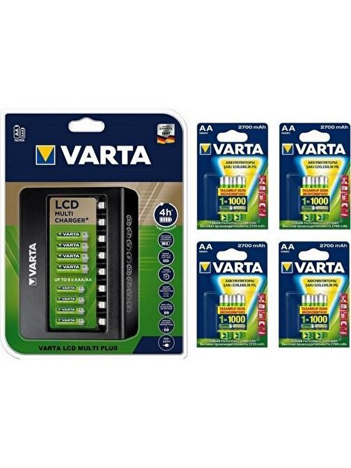 Varta Multi Plus 8’li Şarj Cihazı + 8 x 2700 mAh AA Şarjlı Pil