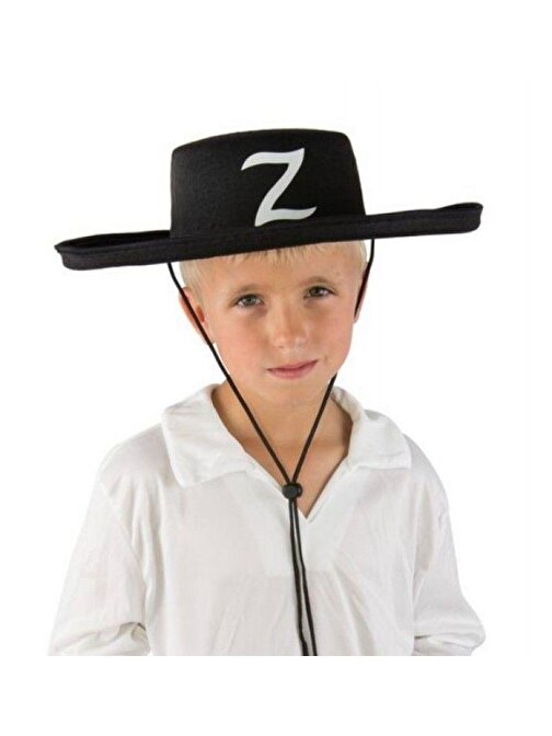 Z Logolu Çocuk Boy Bağcıklı Zorro Şapkası (3877)