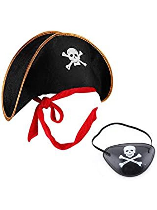 Kaptan Jack Çocuk Korsan Şapkası ve Göz Bandı Seti (3877)