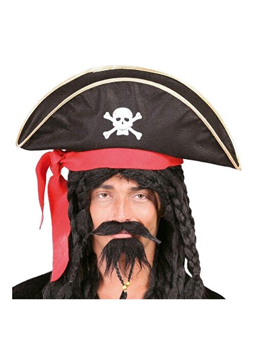 Karayip Korsanları Kaptan Jack Kumaş Korsan Şapkası Yetişkin (3877)
