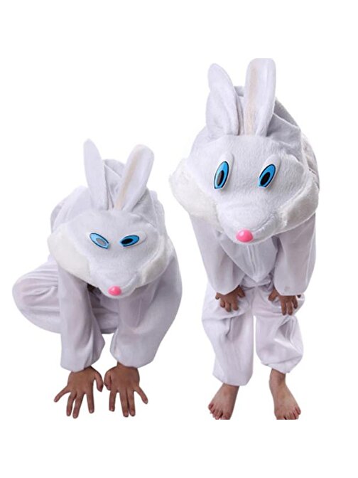 Çocuk Tavşan Kostümü Beyaz Renk 2-3 Yaş 80 cm (3877)