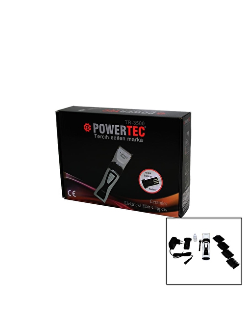 POWERTEC TR-3500 SAÇ KESME TRAŞ MAKİNESİ YEDEK BATARYALI (3877)