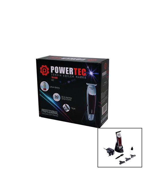 POWERTEC TR-658 SAÇ SAKAL ENSE ÇİZİM TRAŞ MAKİNESİ T BIÇAK (3877)