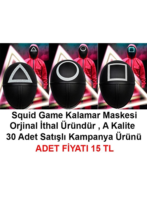 Squid Game Maskesi 3 Model Toplam 30 Adet İthal Orjinal A Kalite Maske - Kampanya Ürünü (3877)