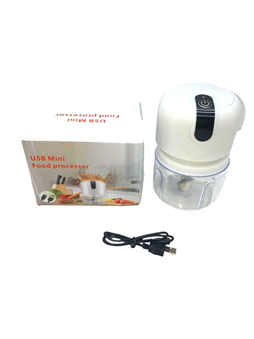 USB MİNİ FOOD PROCESSOR USB ŞARJLI MİNİ 3 BIÇAK BLENDER RONDO DOĞRAYICI 250ML (3877)