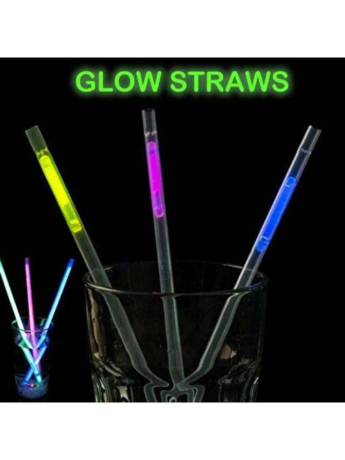 Karanlıkta Parlayan Glow Stick Fosforlu Pipet 3 Renk 3 Adet (3877)