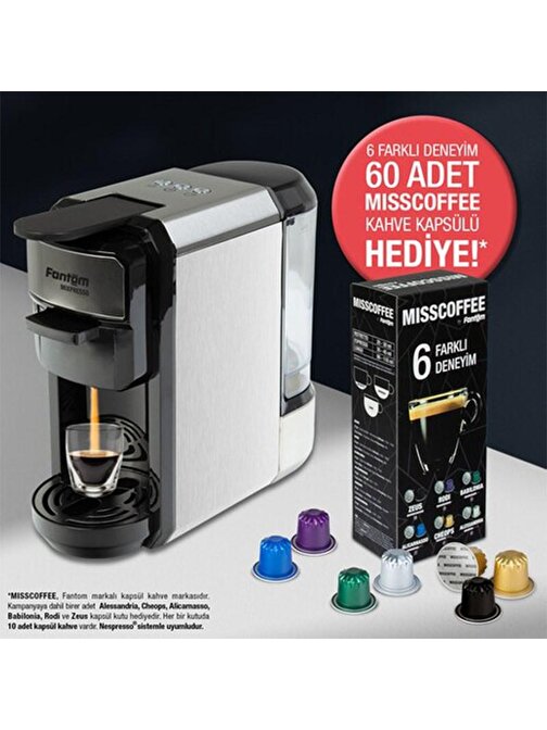 Fantom Mıxpresso Kapsüllü Kahve Makinesi 60 Adet Kapsül Hediyeli Siyah