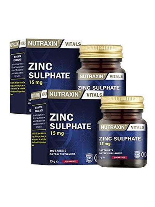 Nutraxin Zinc Sulphate 15 mg 100 Tablet 2'li Paket