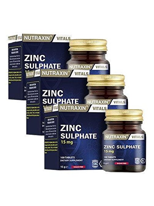 Nutraxin Zinc Sulphate 15 mg 100 Tablet 3'lü Paket