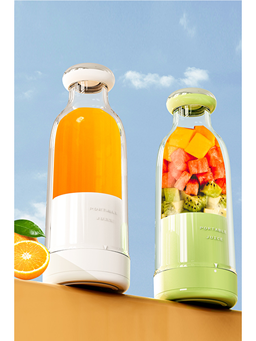 Smoothie Blender Taşınabilir Şarjlı Kişisel Mini Meyve Karıştırıcı 300 ml Yeşil