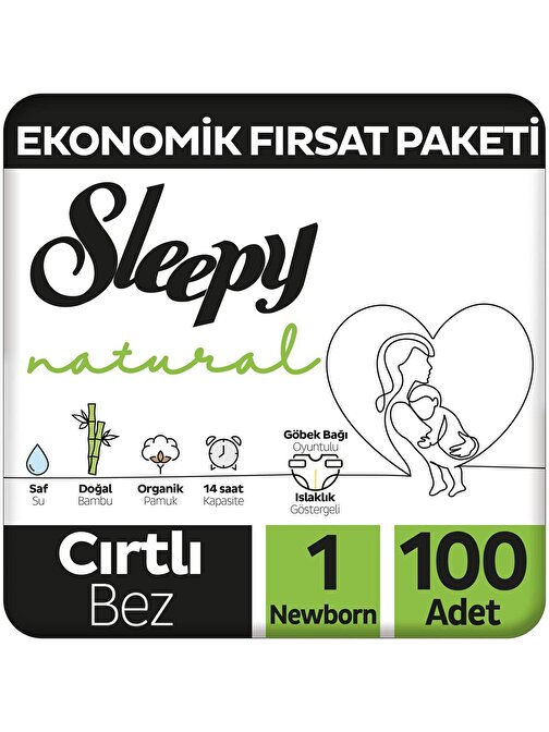 Sleepy Natural Ekonomik Fırsat Paketi Bebek Bezi 1 Numara Newborn 100 Adet