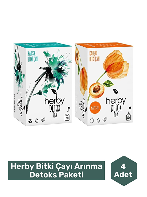 Herby Bitki Çayı Arınma Detoks Paketi (Detox Tea, Detox Tea Kayısılı) 4'lü