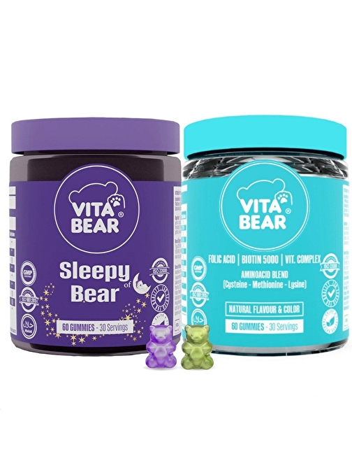 Vita Bear Sleepy Bear 60 Gummy & Strong Hair 60 Gummy