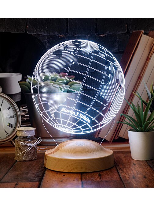 Dünya Haritası Figürlü 3D Led Gece Lambası, 3 Boyutlu Küre Dünya Haritası Led Lamba