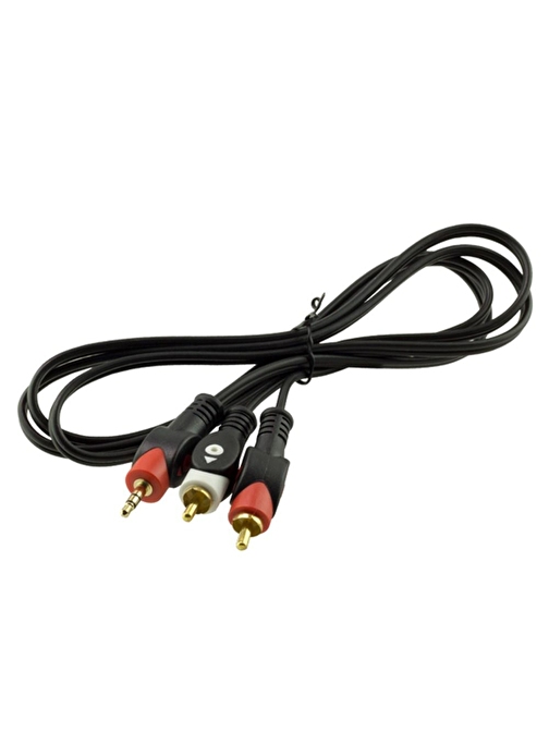 POWERMASTER PM-9486 2 RCA ERKEK + 3.5 MM STEREO ERKEK 1.5 METRE GOLD 1.KALİTE KABLO