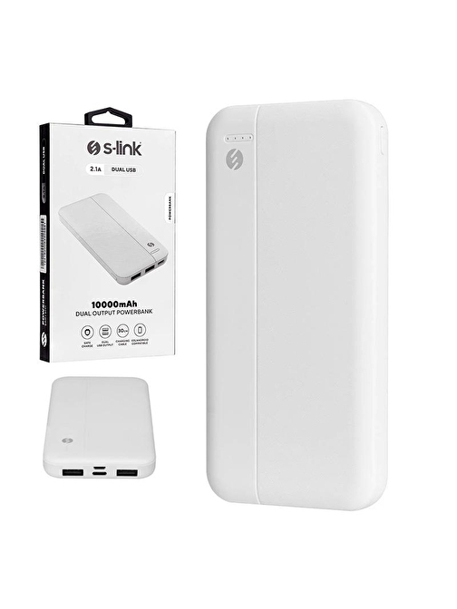 S-LINK IP-G10N BEYAZ MICRO+TYPE C GİRİŞLİ 10000 MAH TAŞINABİLİR ŞARJ CİHAZI POWERBANK