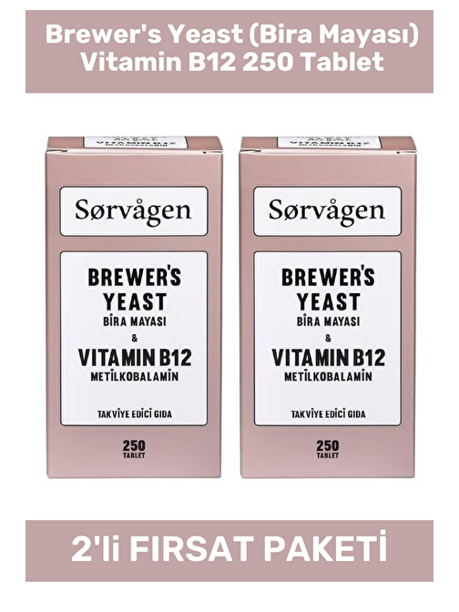 Sorvagen Brewer's Yeast (Bira Mayası) Vitamin B12 250 Tablet - 2 Adet